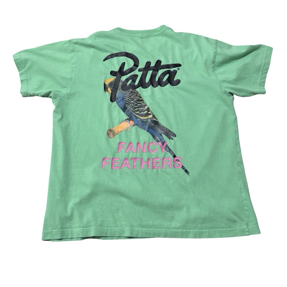 Patta Men's Fancy Feathers Parrot Graphic T Shirt *Stained* Size Large 22 x 27